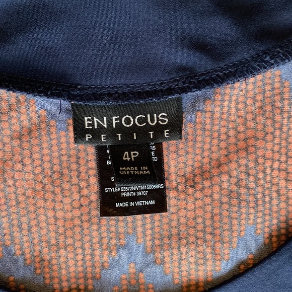 En Focus Petite Sleeveless Shift Dress Red & Navy Blue Zigzag Chevron, Women 4P - Picture 4 of 12